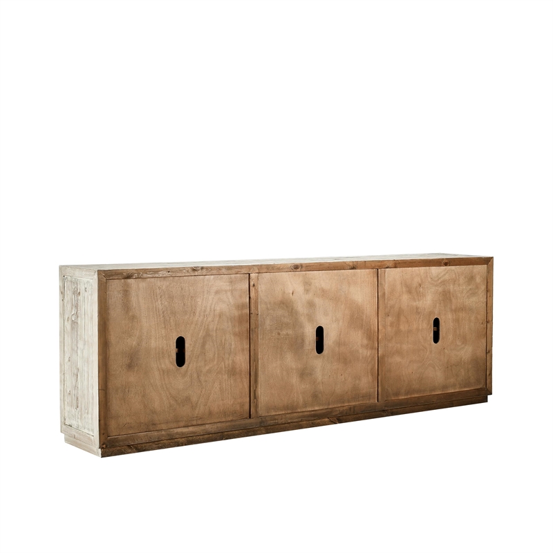 Pemberly Row Reclaimed Pine Wood Sideboard - Six-Door in Vintage White