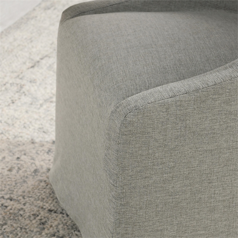 Pemberly Row Gray Fabric Upholstered Rolling Dining Chair Sloping Arms