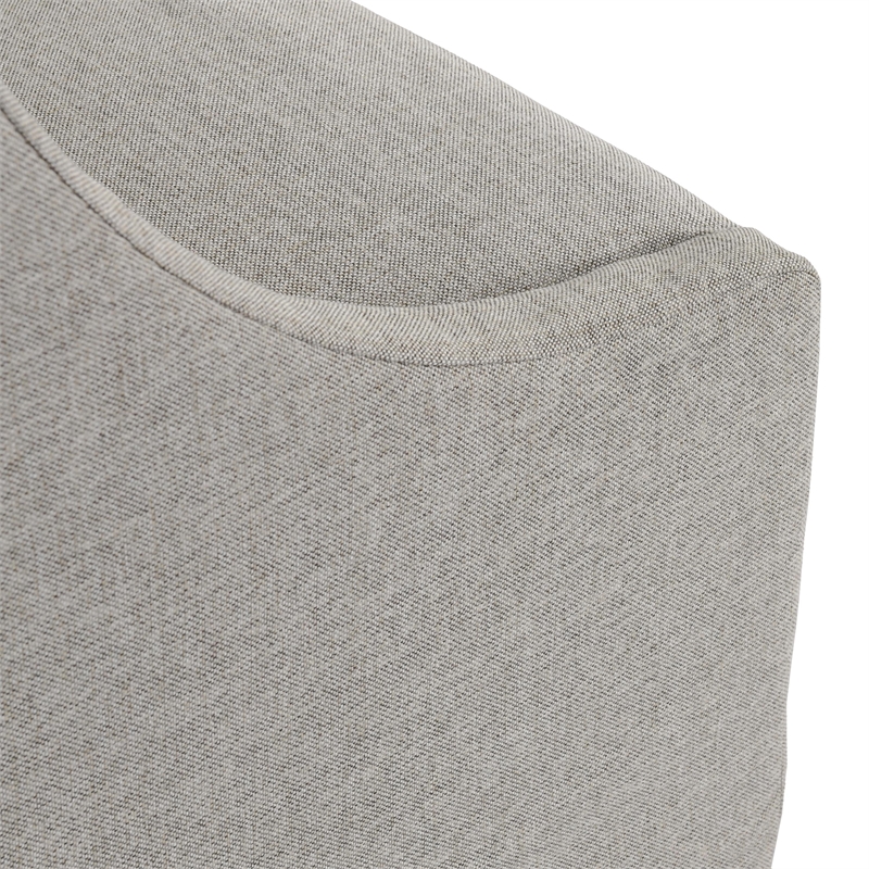 Pemberly Row Gray Fabric Upholstered Rolling Dining Chair Sloping Arms