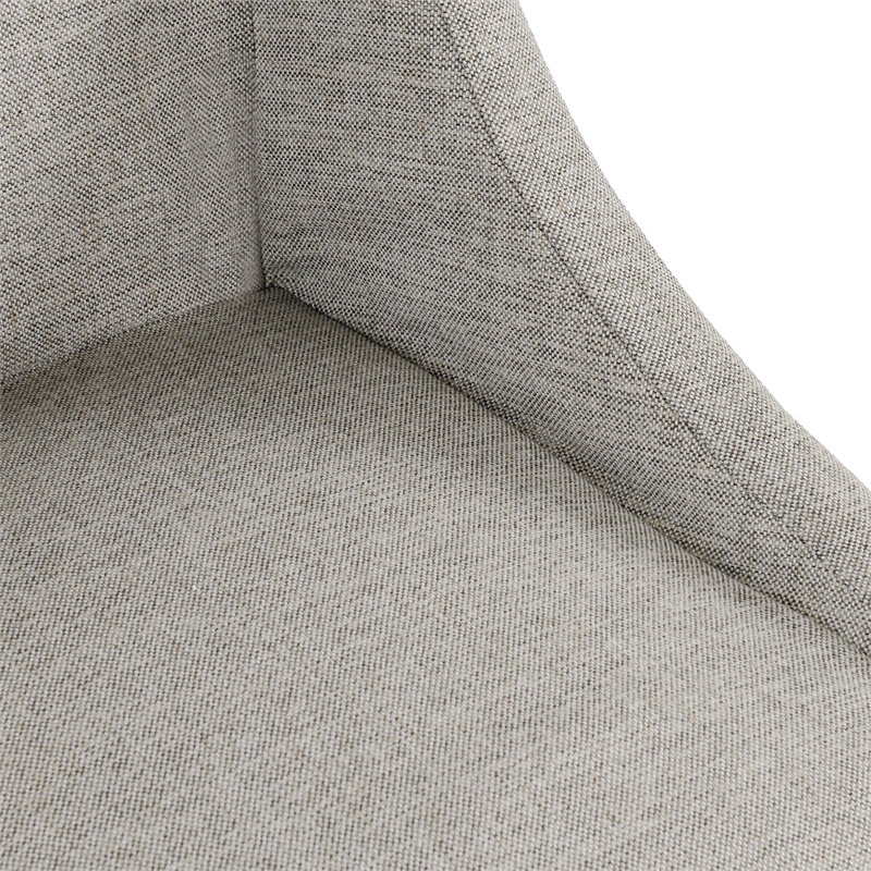 Pemberly Row Gray Fabric Upholstered Rolling Dining Chair Sloping Arms