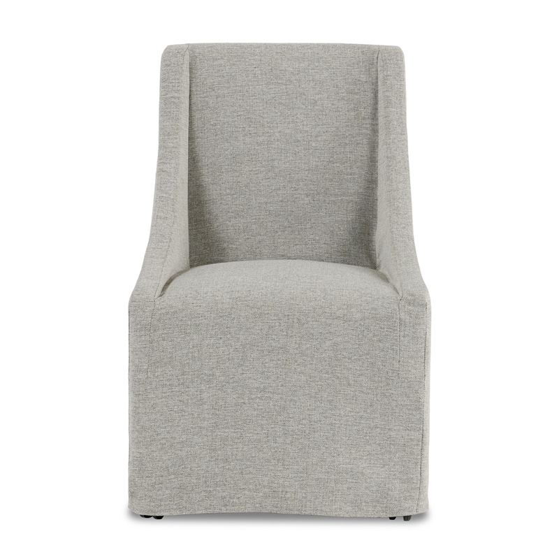 Pemberly Row Gray Fabric Upholstered Rolling Dining Chair Sloping Arms