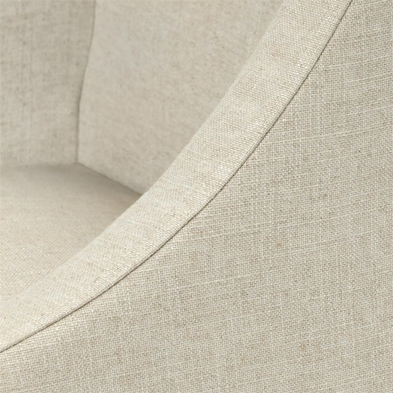 Pemberly Row Oatmeal Fabric Upholstered Rolling Dining Chair Sloping Arm