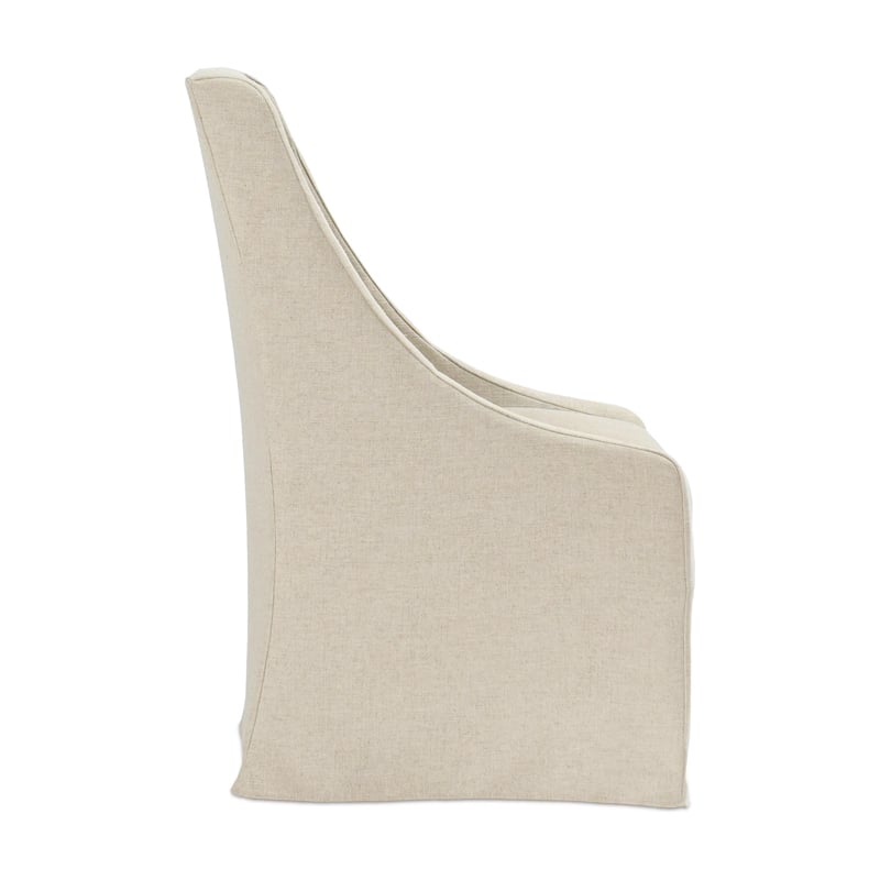 Pemberly Row Oatmeal Fabric Upholstered Rolling Dining Chair Sloping Arm