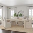 Pemberly Row Oatmeal Fabric Upholstered Rolling Dining Chair Sloping Arm