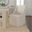Pemberly Row Oatmeal Fabric Upholstered Rolling Dining Chair Sloping Arm