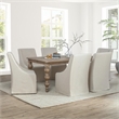 Pemberly Row Oatmeal Fabric Upholstered Rolling Dining Chair Sloping Arm