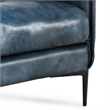 Pemberly Row Ocean Blue Leather Club Chair with Black Iron Accents