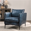 Pemberly Row Ocean Blue Leather Club Chair with Black Iron Accents