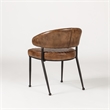 Pemberly Row Antique Brown Leather Dining Chair with Channel Tufting