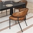 Pemberly Row Antique Brown Leather Dining Chair with Channel Tufting