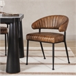 Pemberly Row Antique Brown Leather Dining Chair with Channel Tufting