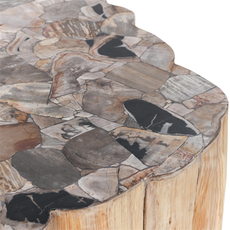 Pemberly Row Teak Wood Coastal Coffee Table in Natural Finish