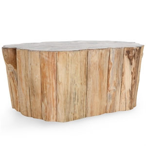 Pemberly Row Teak Wood Coastal Coffee Table in Natural Finish