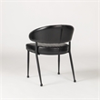 Pemberly Row Jet Black Leather Dining Chair with Channel Tufting