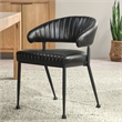 Pemberly Row Jet Black Leather Dining Chair with Channel Tufting
