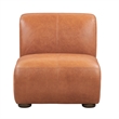 Pemberly Row Autumn Brown Leather Accent Chair with Round Legs