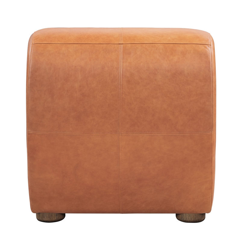 Pemberly Row Autumn Brown Leather Accent Chair with Round Legs