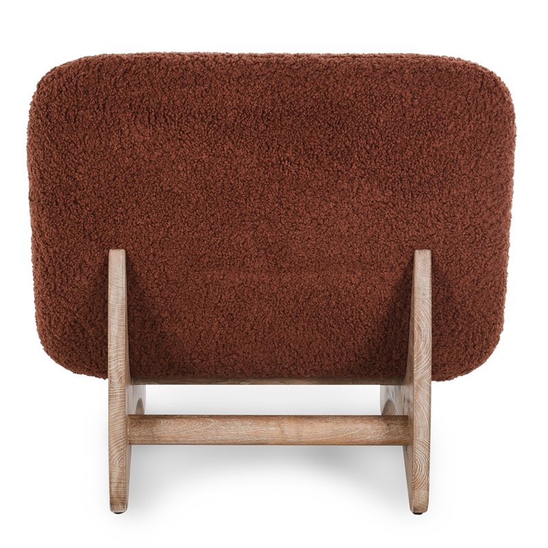 Pemberly Row Accent Chair Rust Upholstery Fabric with Solid Oak Frame