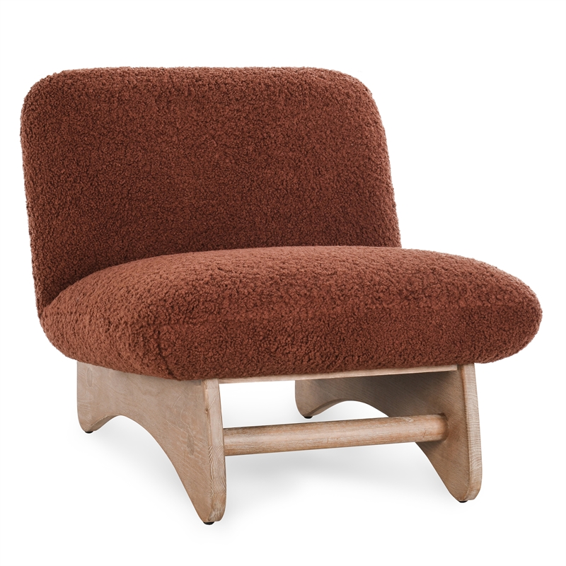 Pemberly Row Accent Chair Rust Upholstery Fabric with Solid Oak Frame