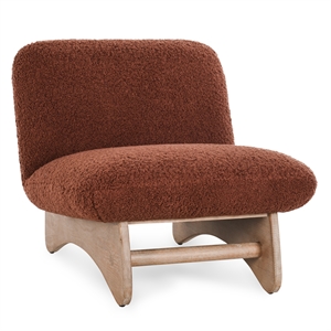 Pemberly Row Accent Chair Rust Upholstery Fabric with Solid Oak Frame