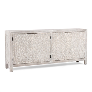 Pemberly Row 86&quot 4 Door Reclaimed Pine Wood Sideboard Vintage Cream