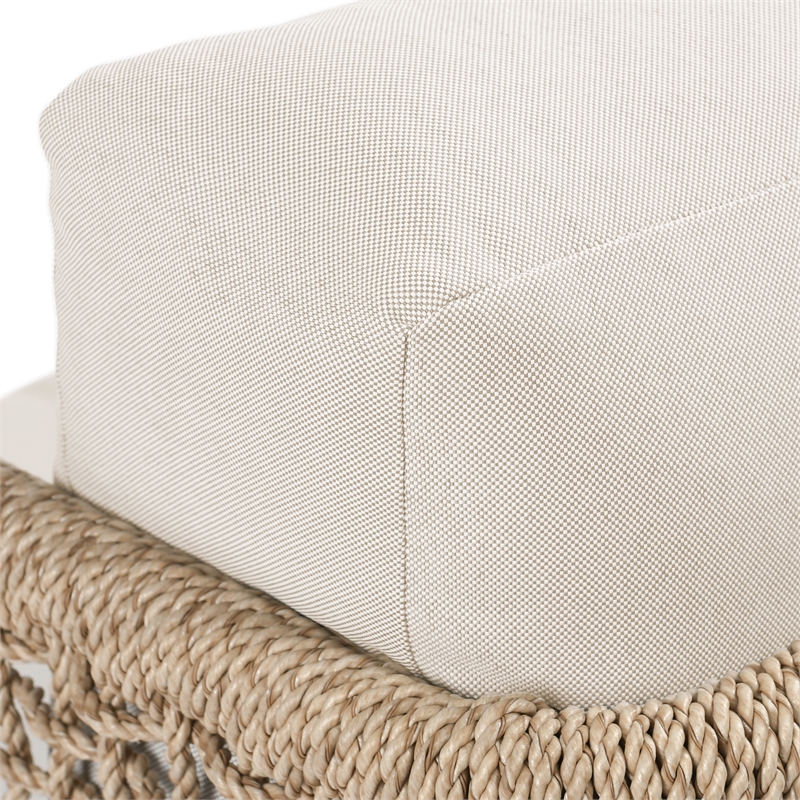 Pemberly Row Natural Rattan Outdoor Accent Chair with Aluminum Frame