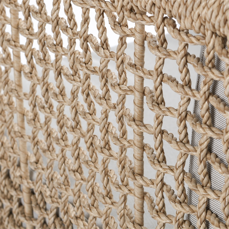 Pemberly Row Natural Rattan Outdoor Accent Chair with Aluminum Frame