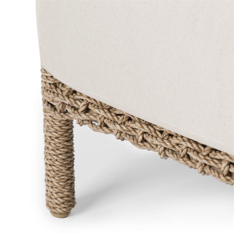 Pemberly Row Natural Rattan Outdoor Accent Chair with Aluminum Frame