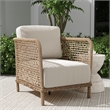 Pemberly Row Natural Rattan Outdoor Accent Chair with Aluminum Frame