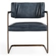 Pemberly Row Ocean Blue Leather Cantilever Dining Chair Welted Seam Detail