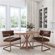 Pemberly Row Brown Leather Cantilever Dining Chair with Welted Seam Detail