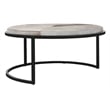 Pemberly Row Cow Leather Set of 2 Nesting Coffee Tables in Sparrow Gray