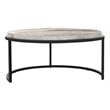 Pemberly Row Cow Leather Set of 2 Nesting Coffee Tables in Sparrow Gray
