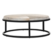 Pemberly Row Cow Leather Set of 2 Nesting Coffee Tables in Sparrow Gray