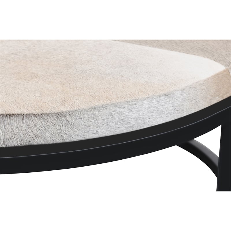 Pemberly Row Cow Leather Set of 2 Nesting Coffee Tables in Sparrow Gray