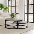 Pemberly Row Cow Leather Set of 2 Nesting Coffee Tables in Sparrow Gray