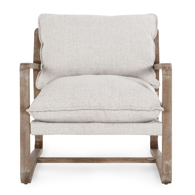 Pemberly Row Fabric Upholstery Accent Chair Natural with Wood Frame