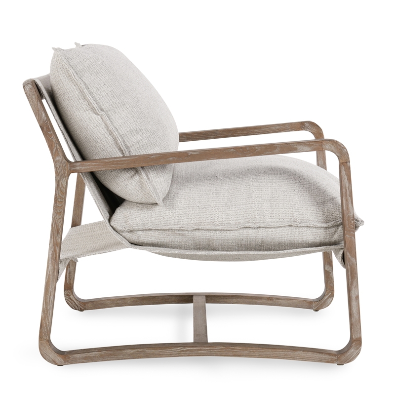 Pemberly Row Fabric Upholstery Accent Chair Natural with Wood Frame