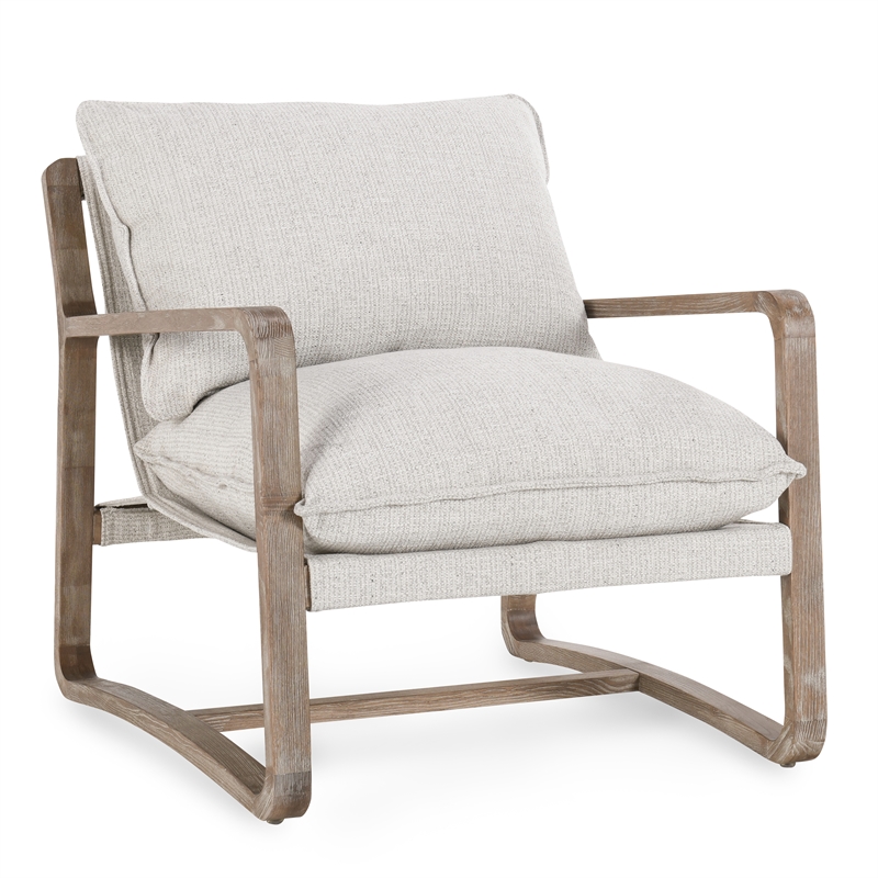 Pemberly Row Fabric Upholstery Accent Chair Natural with Wood Frame
