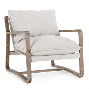 Pemberly Row Fabric Upholstery Accent Chair Natural with Wood Frame