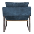 Pemberly Row Ocean Blue Leather Accent Chair with Iron Frame