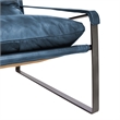 Pemberly Row Ocean Blue Leather Accent Chair with Iron Frame