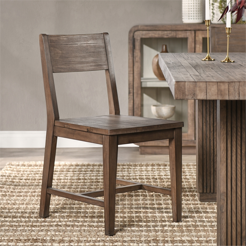 Pemberly Row Reclaimed Pine Solid Wood Dining Chair Brown (Set of 2)
