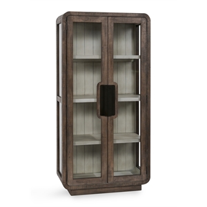 Pemberly Row 70&quot Tall Reclaimed Pine Wood Display Cabinet in Brown