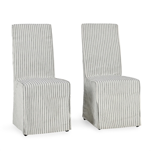 Pemberly Row Fabric Upholstered Dining Chair Cream Striped (Set of 2)