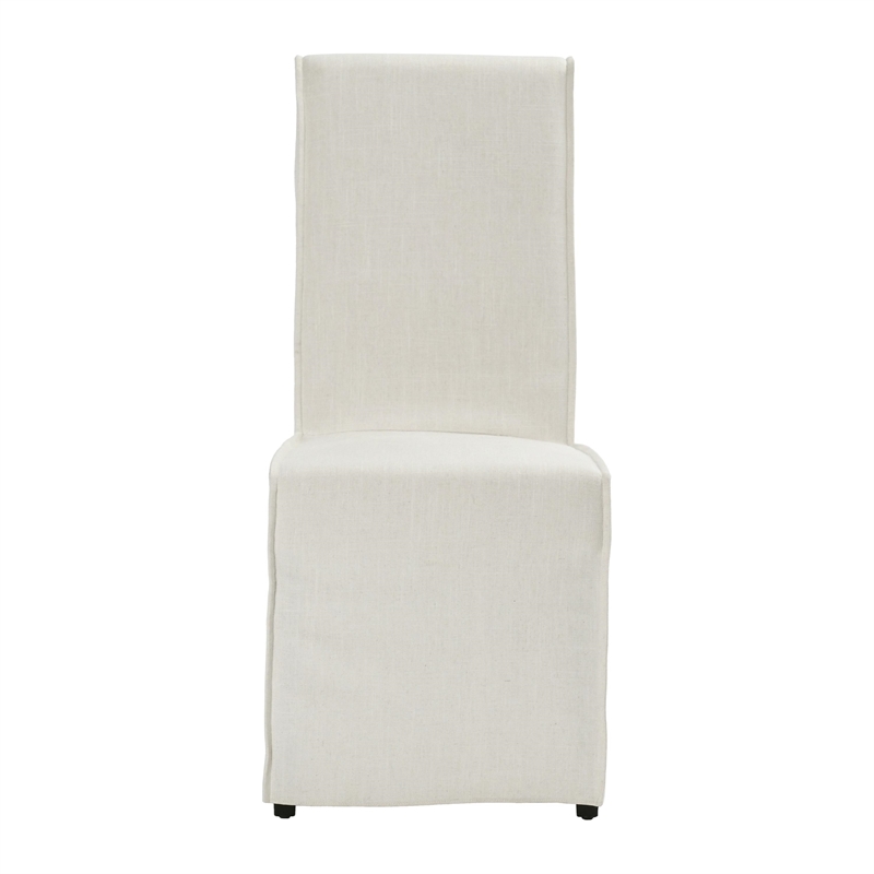Pemberly Row White Fabric Upholstered Parsons Dining Chairs (Set of 2)