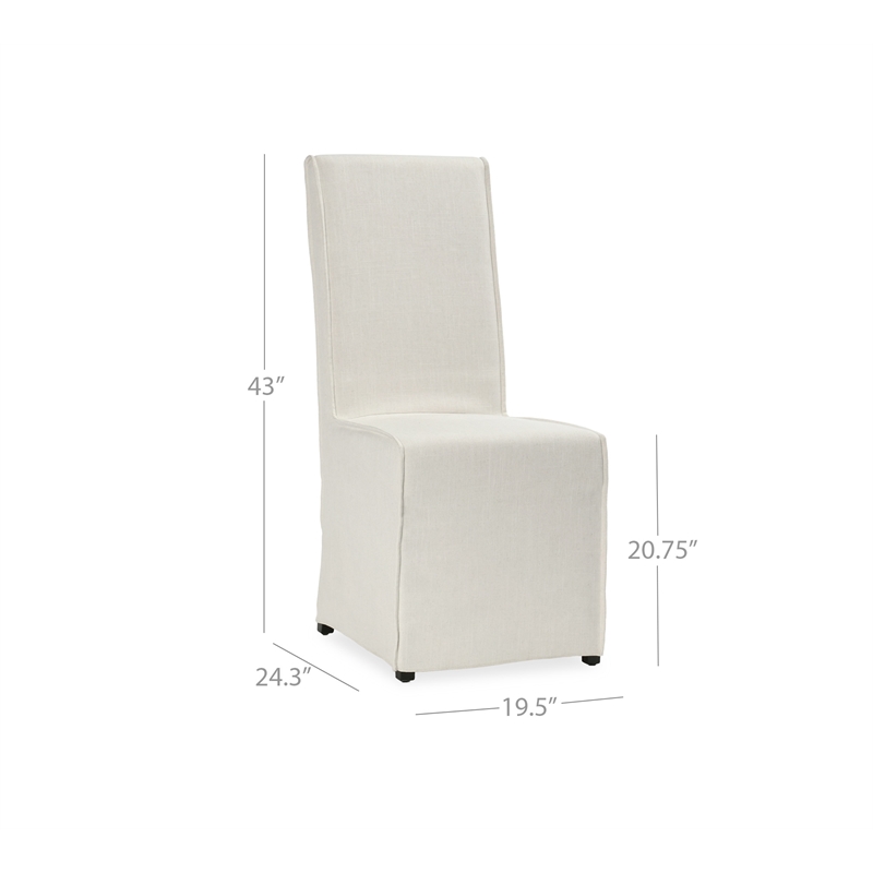 Pemberly Row White Fabric Upholstered Parsons Dining Chairs (Set of 2)