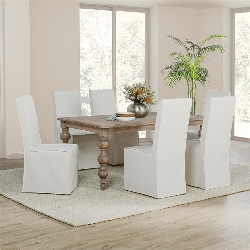 Pemberly Row White Fabric Upholstered Parsons Dining Chairs (Set of 2)