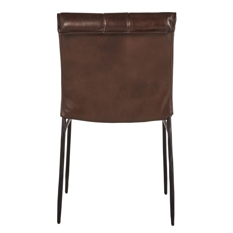 Pemberly Row Contemporary Brown Premium Leather Dining Chair (Set of 2)