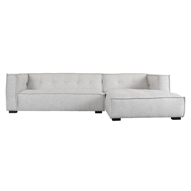 Pemberly Row Two-Piece Modern Beige Poly-Blend Fabric Sectional Sofa